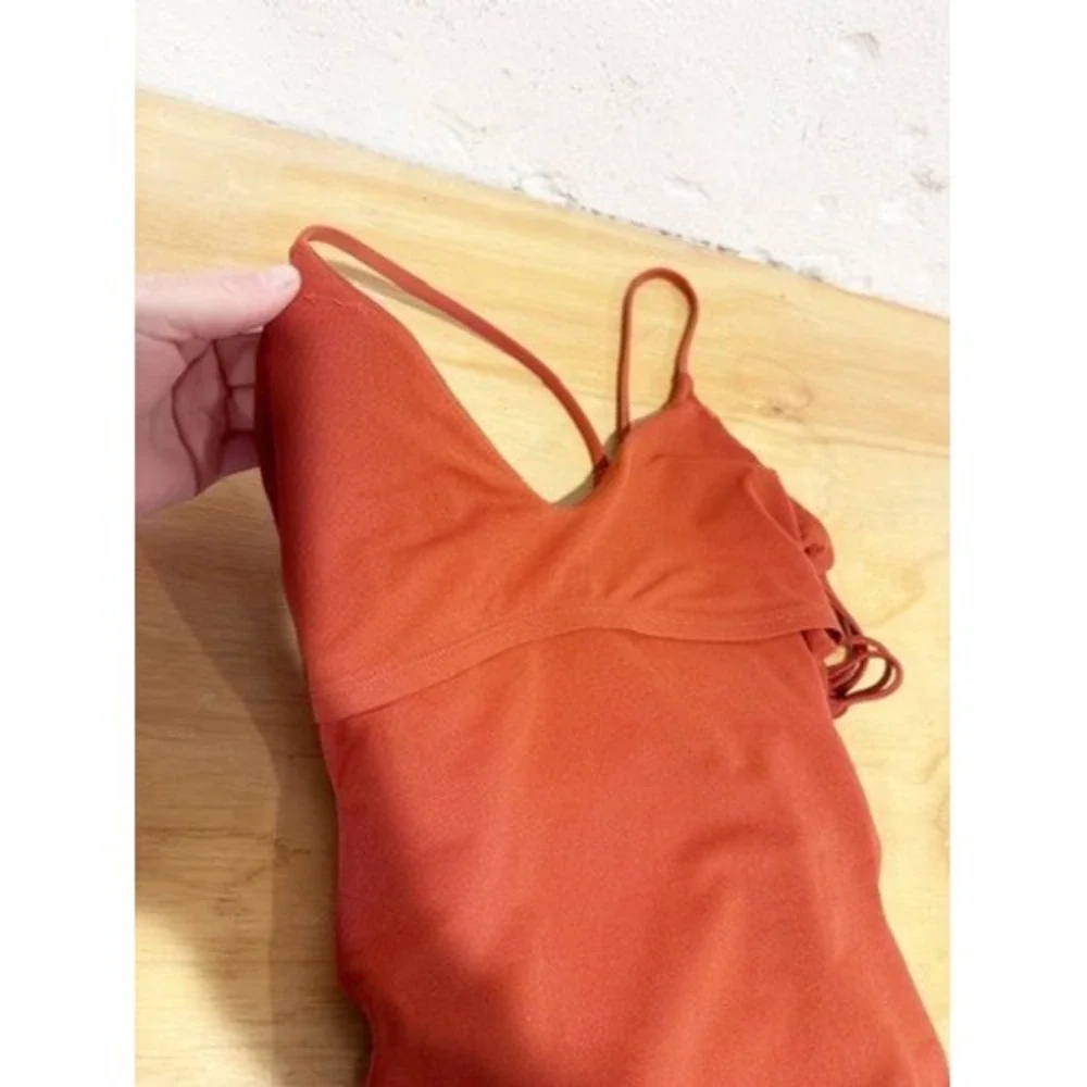 Body Glove | Rust Orange Lattice Side Cutout One Piece Swimsuit‎ V-Neck
